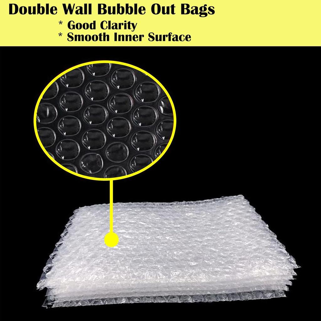 50PCS 8x10 Inch Bubble Out Bags, Clear Bubble Pouch Wraps Bags for Shipping Fragile Item, Protective Bubble Pouch Wrap Double Walled Cushioning Bags