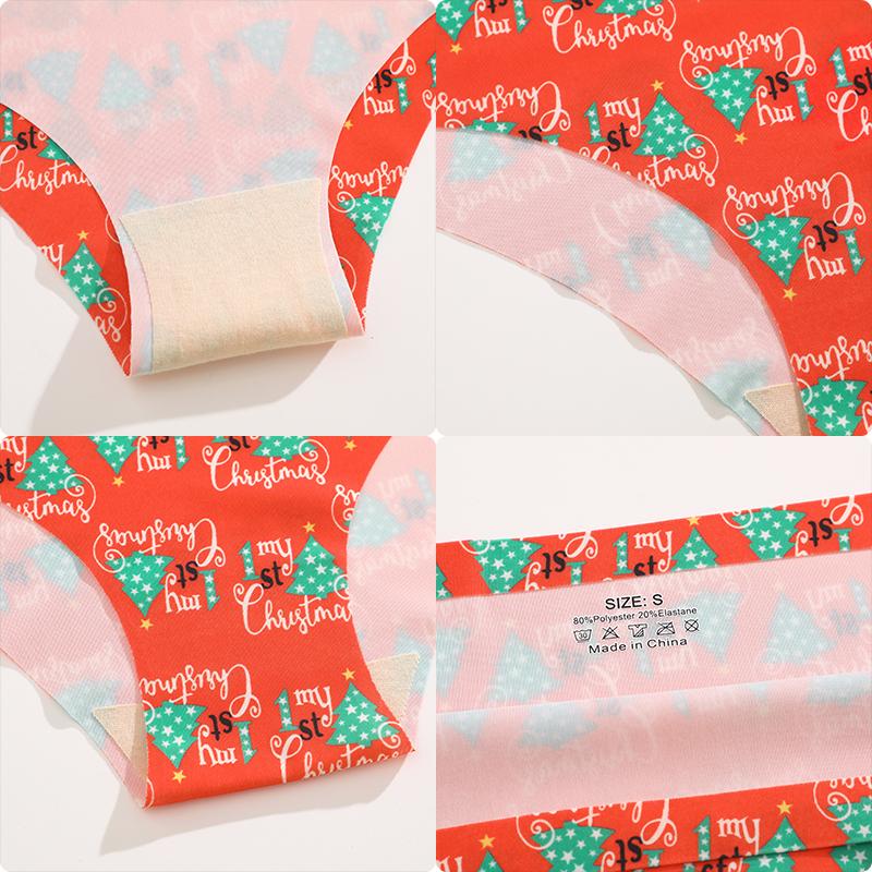 FINETOO 2 Teile/satz Weihnachten Schneeflocke Santa Claus Höschen Sexy Atmungsaktive frauen Unterwäsche Niedrigen Taille Tanga Frohe Weihnachten Höschen