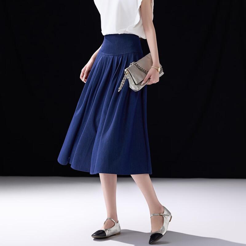 Demana Lightweight Pleated A-line Midi Skirt