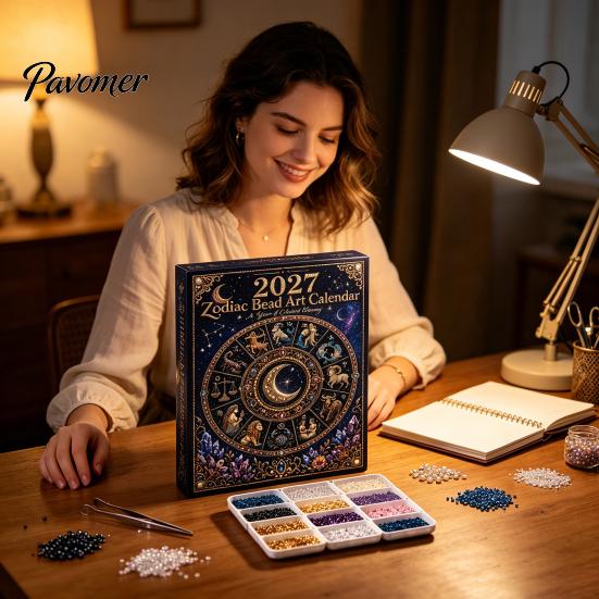 Constellation Themed Craft Kit 2027 Twelve Zodiac Bead Art Calendar Kit, DIY Faux Diamond Painting Wall Hanging Handmade Monthly Planner Calendar,