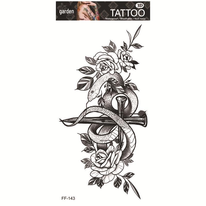 Yuanhua Waterproof Wolf Head Totem & Arabic Text Tattoo Stickers