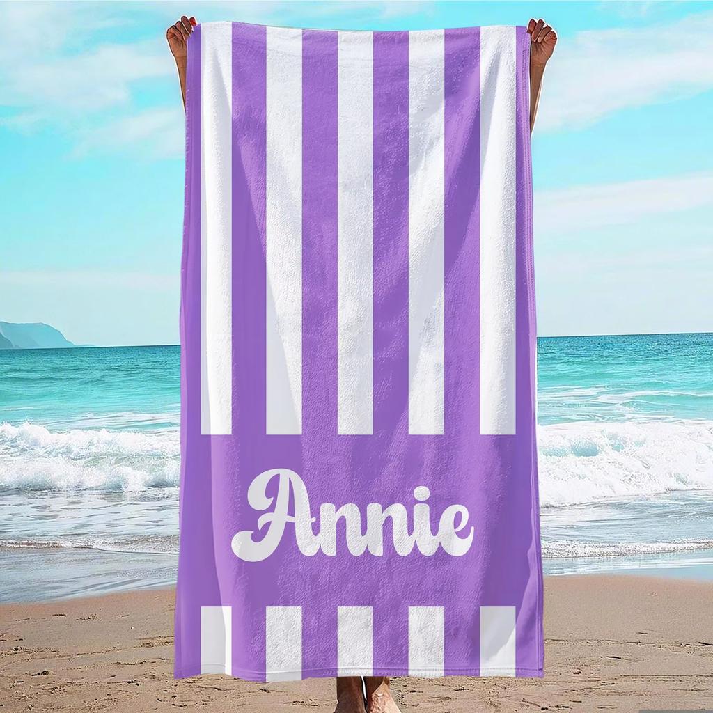 Personalized Striped Beach Towel Microfiber Towel Thin Quick Dry Absorbent for Beach Swimming Yoga Bath Sports