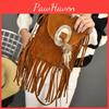 Bohemian Feather Tassel Shoulder Bag With Polyester Lining For Casual Outings