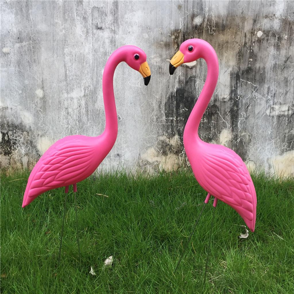 Large Pink Flamingo Garden Decoration Lawn Art Ornament Craft, Pack of 2