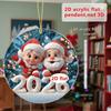 Claus Santa Cute Snowman Elk Pattern Acrylic Round Pendant For Christmas Decor