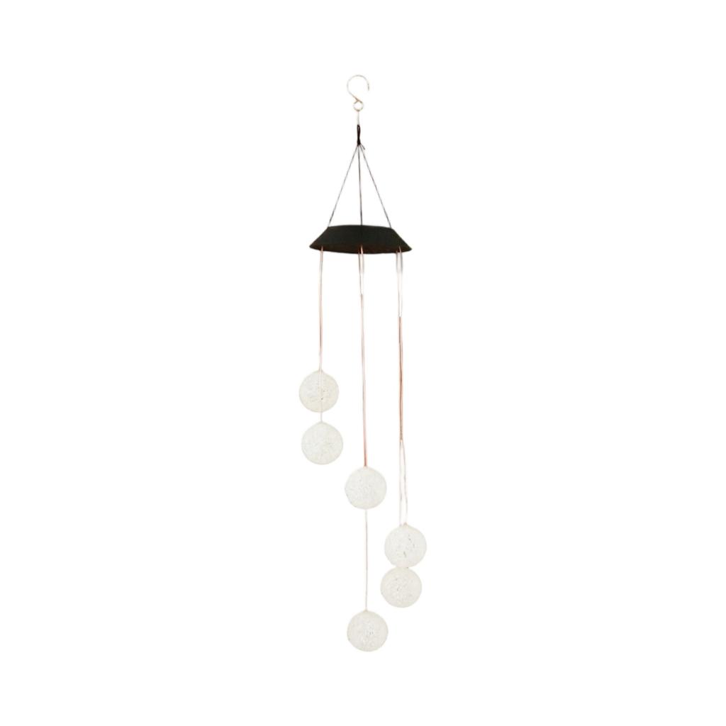 Outdoor Wind Chime Hanging Light with Spherical Beads Garden Patio Decorative Landscape Lighting for Porch Balcony Yard