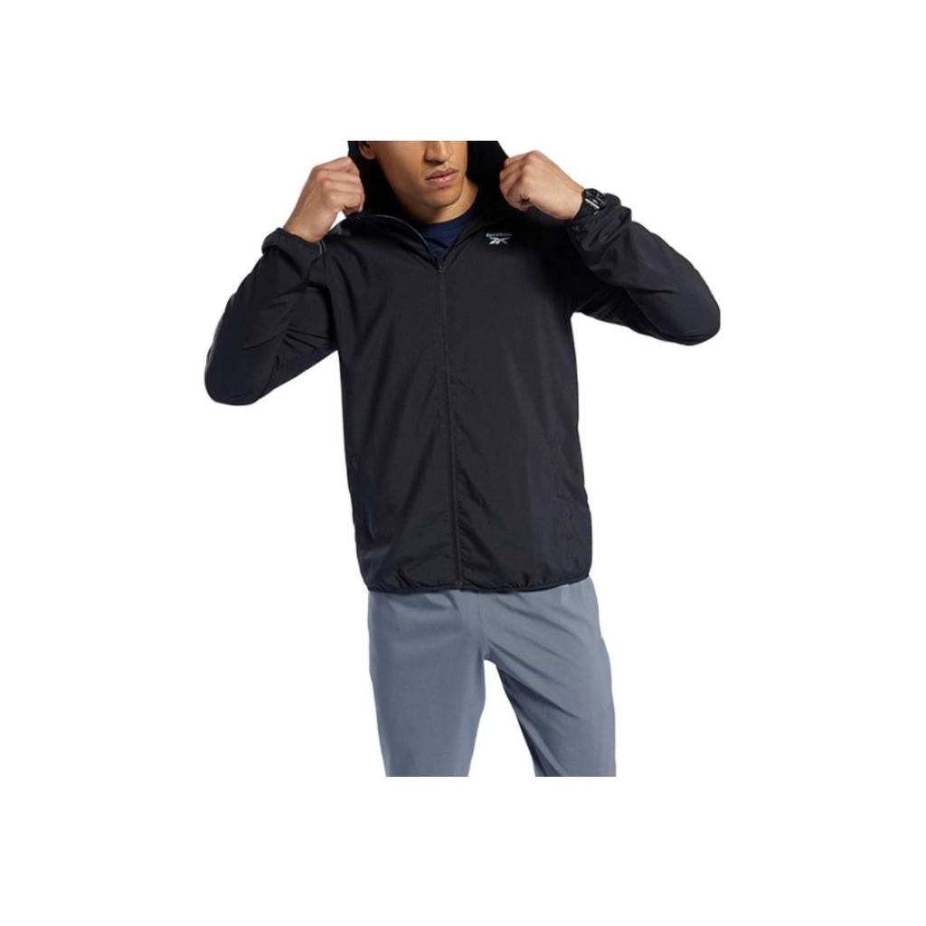 Reebok Solid Color Fitness Training Windbreaker Jacket Men Jackets Black FP9172