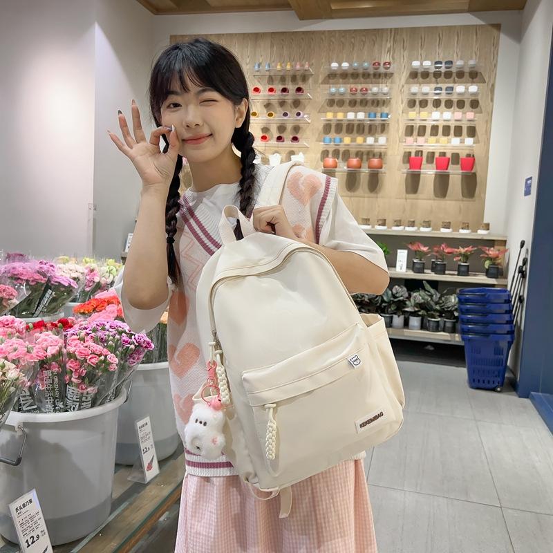 Schoolbag Solid Color Korean Edition Japanese School Bag College Student Simple Fashion Design Backpack Large Capacity Computer Travel Backpack