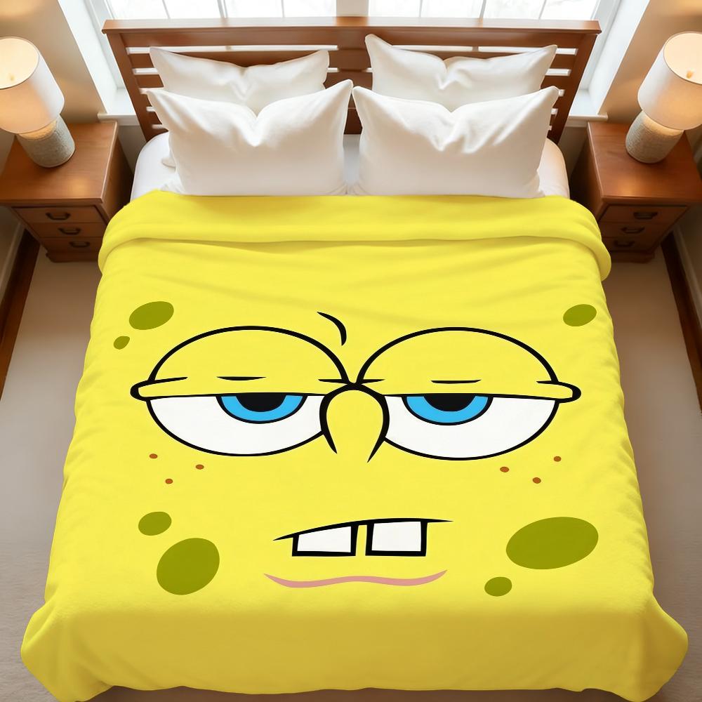 S-sponge-Bob-b cartoon Pants-s Blanket Throw Super Cosy Plush Living Room Sofa Couch Childish Birthday Gifts S-square- cute