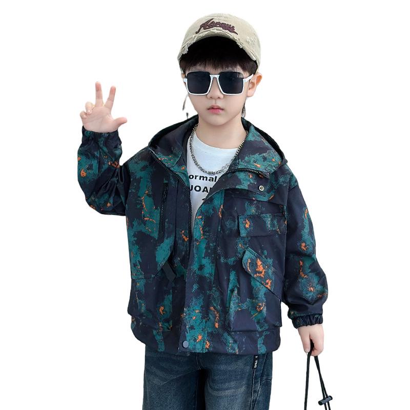 Toddler Boys' Streetwear Hooded Jacket - Spring/Autumn 2025 Trendy Windbreaker