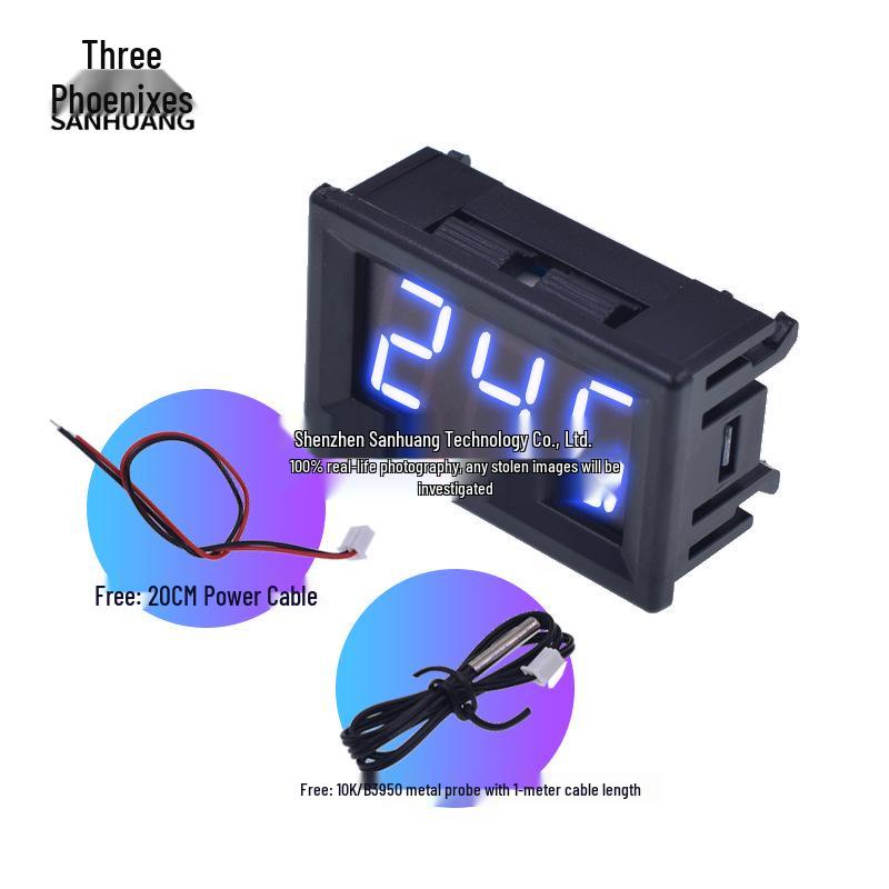 12V Digitalthermometer mit Display, Wasserdichtes Temperaturmessgerät für Aquarien und Kühlschränke