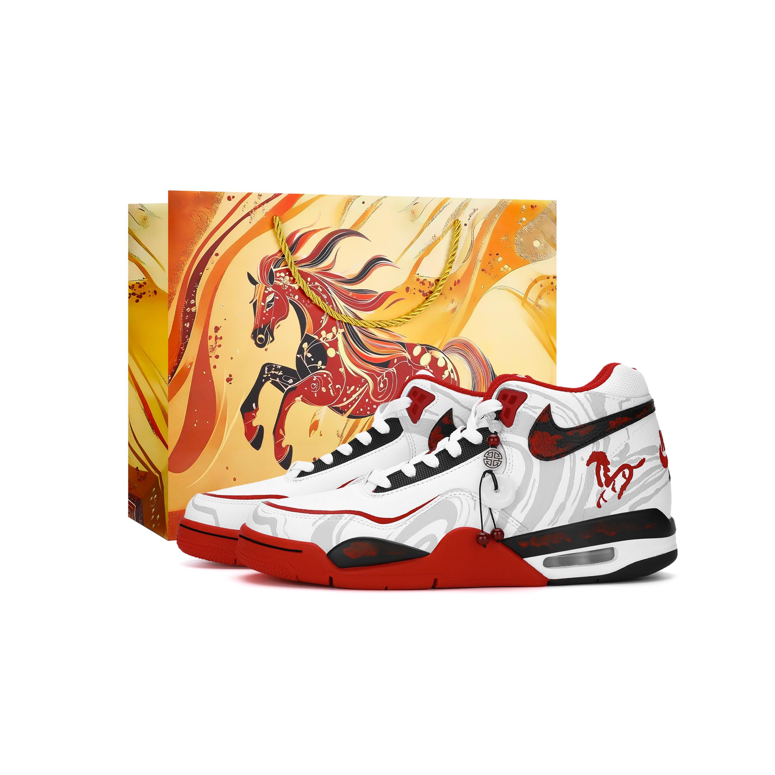

Nike Flight Legacy Mid top Vintage Basketball Shoes Men s Red White BQ4212-100(Team18-) 41