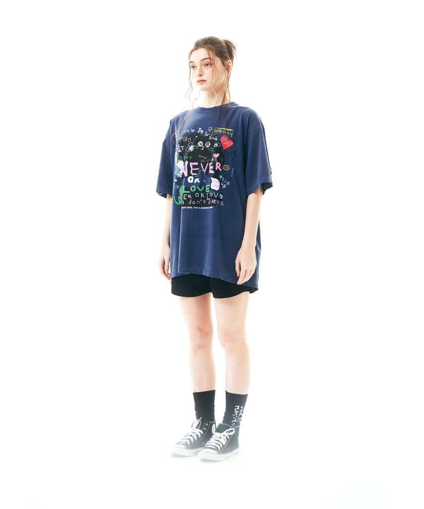 Soipeuyukaen Oversized Loose Fit Pigment Print T-Shirt
