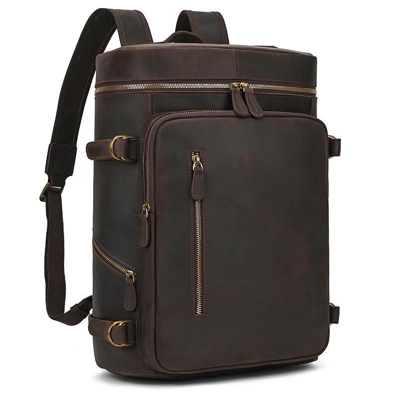 

Vintage Genuine Leather Men s Backpack Large capacity travel bag crazy horse leather male 14 Laptop travel backpacks school Bag