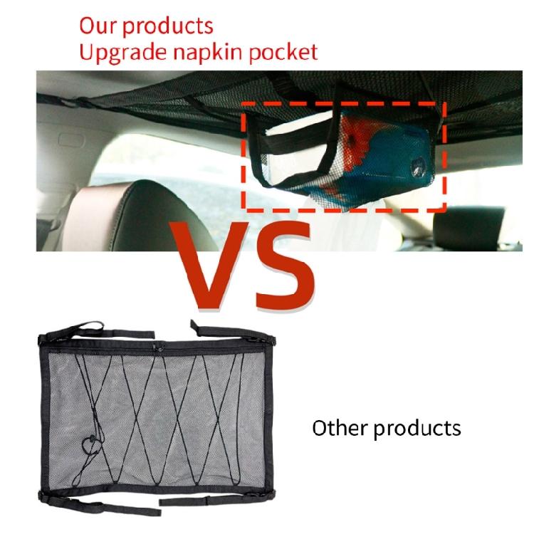 SUV Ceiling Storage Net Pocket Car Roof Bag InteriorCargo Mesh Stowing Organizer