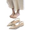 French gentle wind nude low-heeled single shoes women's 2025 summer new pointed head shallow mouth temperament empty bag head sandals