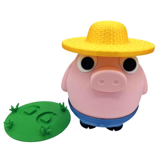 Yousheng Farmer Pig Coin Bank Funny Animal Money Box with Hat Novelty Coin Holder Large Slot Cartoon Piggy Bank for Easy Coin Saving