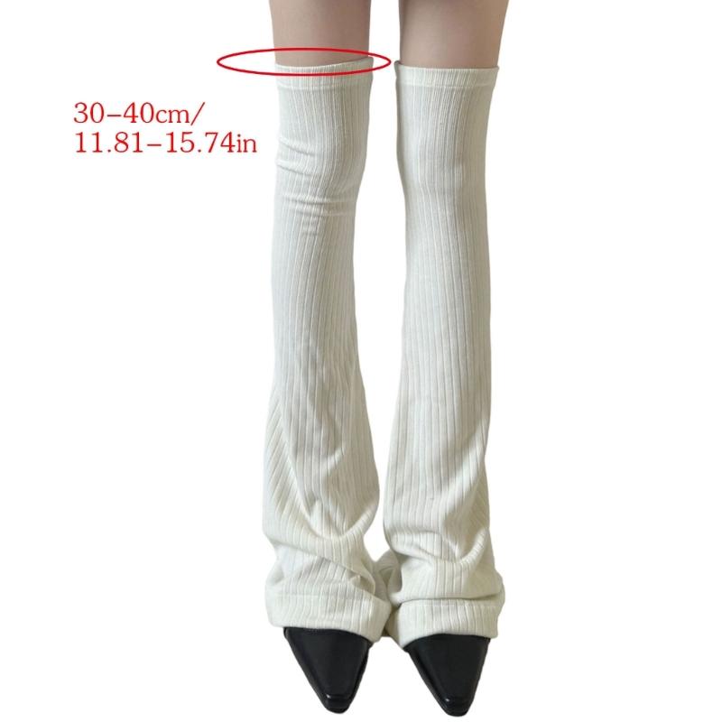 Ribbed Knit Slimming Thigh High Long Socks Elegant Solid Color Designs Flared Over Knee Leg Warmers Stockings for Women