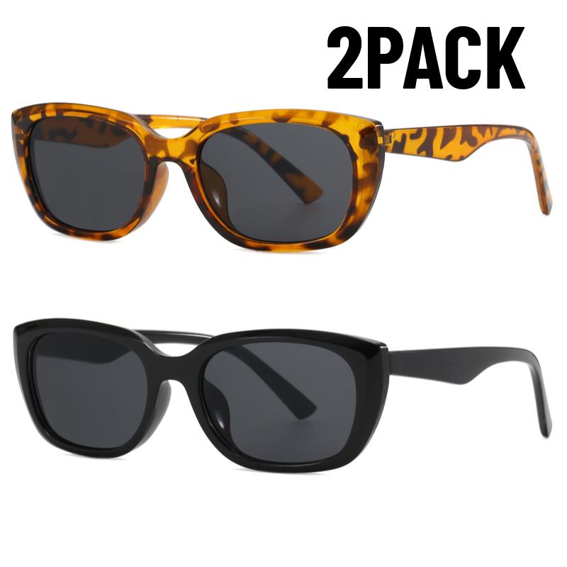 2PACK Retro Y2K Style Small Square Sunglasses Women Cat Eye Sunglasses Fashion Colorful Mirror Goggles Men Punk Sports Glasses