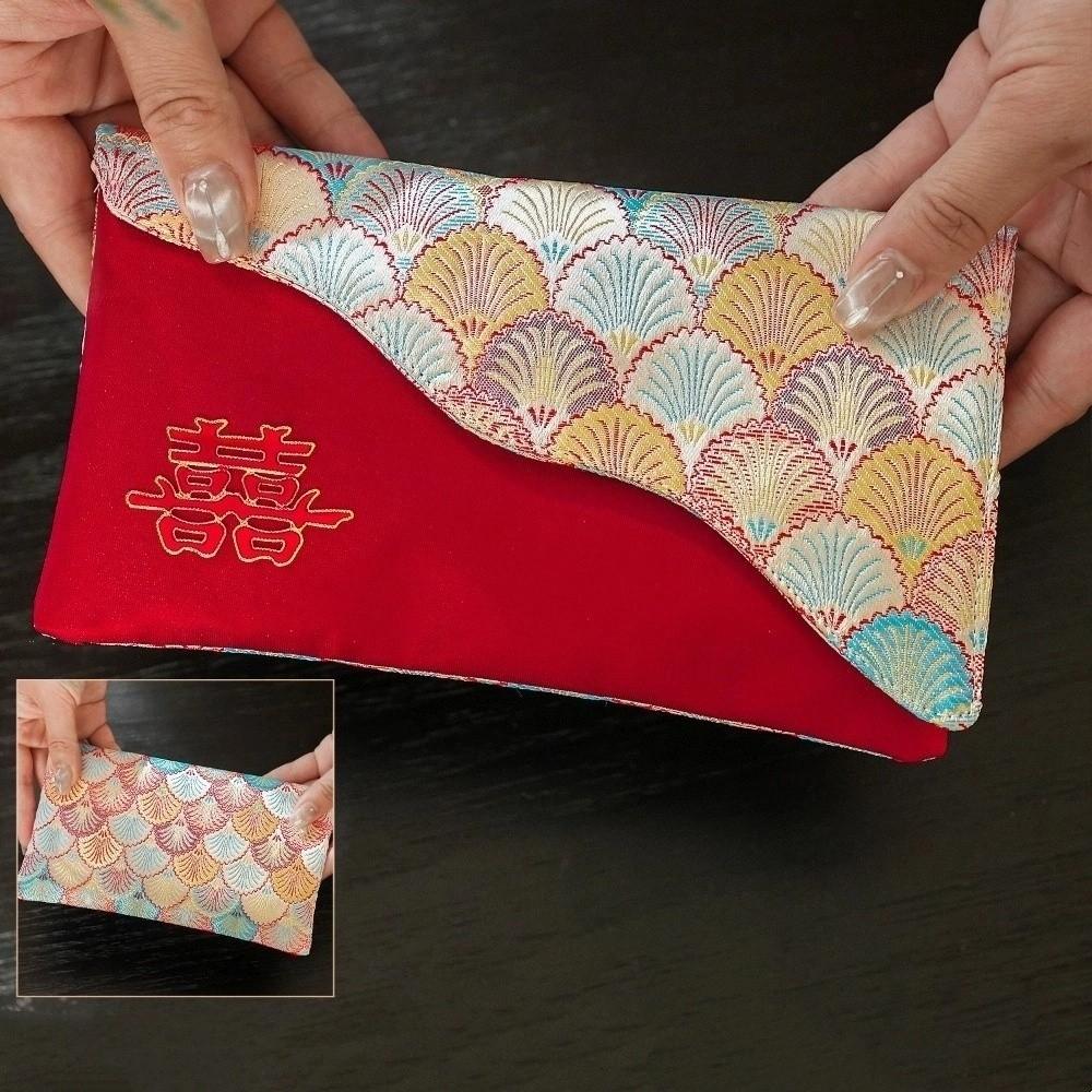 New Year Blessing Words Brocade Red Envelope Brocade Cloth Tassel Cloth Money Pocket HongBao Spring Festival New Year Money Bag