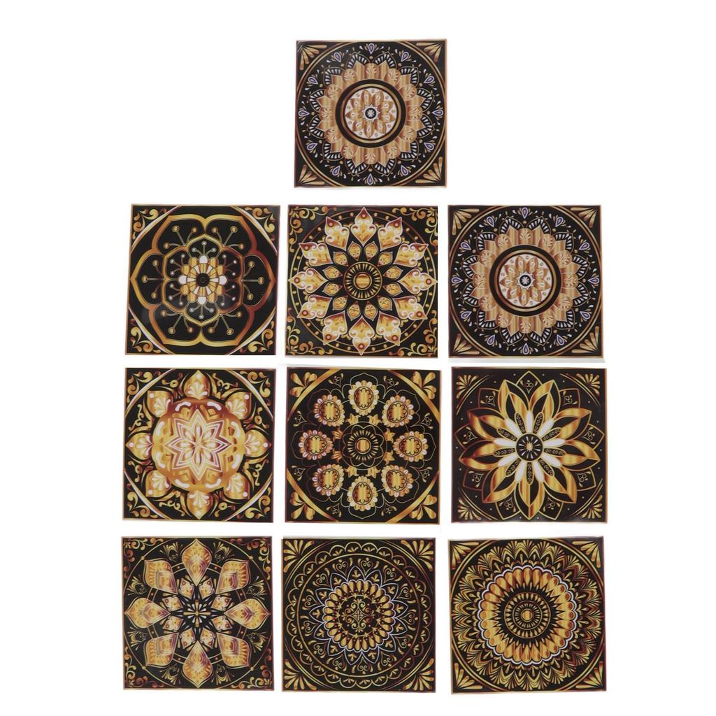 10pcs Tile Sticker Waterproof Clear Pattern Self Adhesive Wall Decals for Hotel Bedroom Kitchen