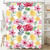 Bath Shower Curtain Fabric Decorative Waterproof 180x180cm Printed Flower Red Pink Yellow Bathroom Liner White Color Home Decora