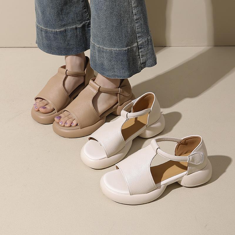 2025 New Platform Sandals Women's Summer Wear Open-toed Roman Sandals Women's Retro Style Comfortable Women's Shoes