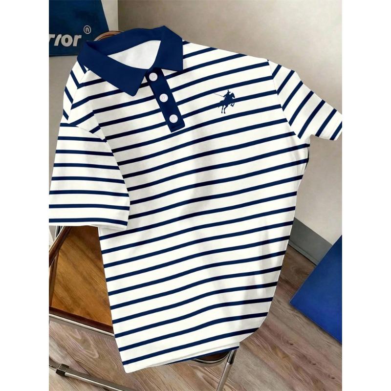 Herren Sommer Neu Gestreift Lässig Golf Business Kurzarm Poloshirt – Perfekt für den Alltag und Soziale Anlässe