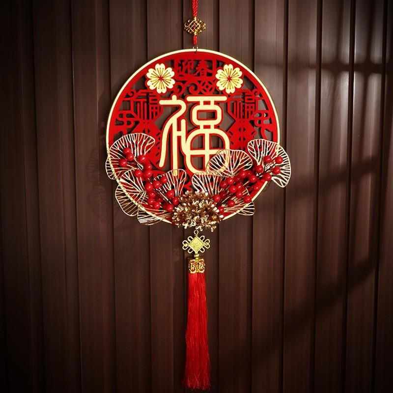 

New Year Blessing Acrylic Pendant Welcoming Spring Red Fruit Flower Arrangement Chinese Circular Pendant Decoration