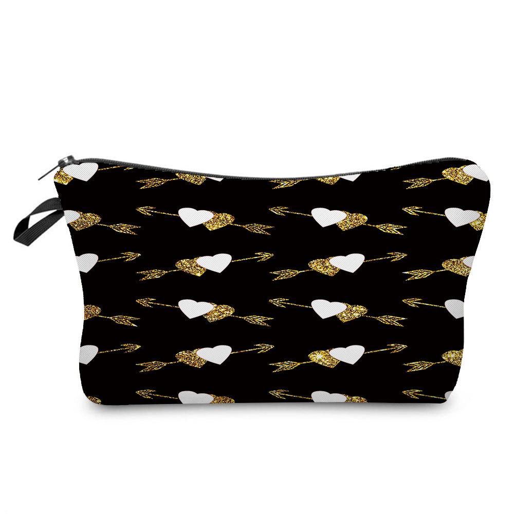 Women Hearts Print Cosmetic Bag Toiletries Organize Travel Storage Case KTB