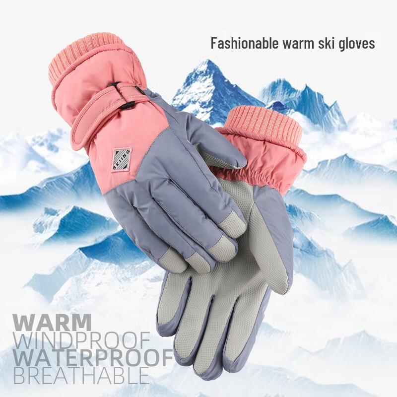 Cute Plush Winter Waterproof Ski Gloves