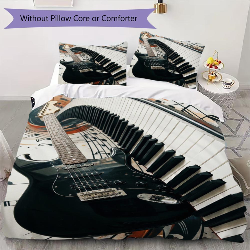 

Guitar Music Pattern Bedding uilt Set uilt Cover Pillowcase Home Decoration Birthday Gift (1 * duvet cover + 2 * pillowcase without core)12 135x200cm