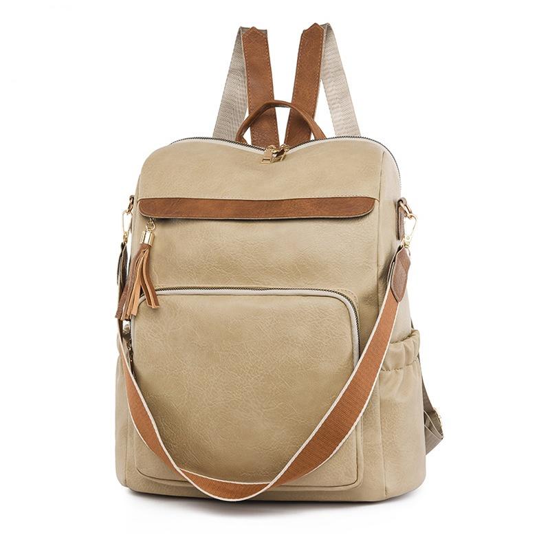 

Женский рюкзак Pu Casual Trend Большая вместимость Дорожный рюкзак Сумка через плечо Противоугонная скрытая молния хаки