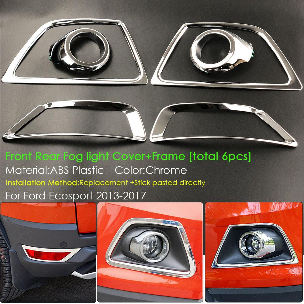 For Ford Ecosport 2013 - 2017 Car Accessories Front Rear Fog Lamp Brake Light Trim Decorative Cover Sticker ABS Plastic Chrome