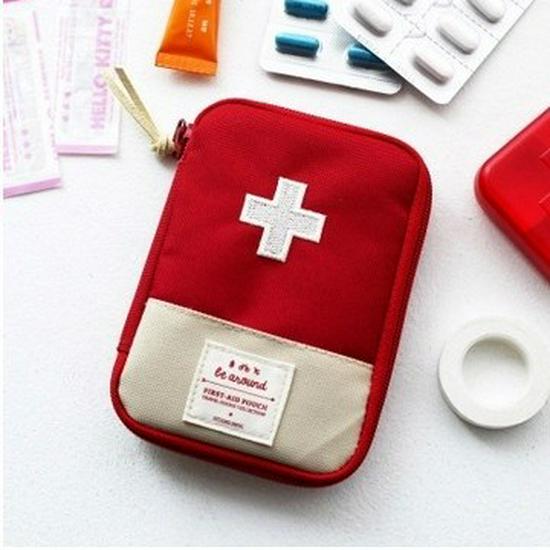Korean Portable Travel First Aid Kit: Compact Personal Medicine and Emergency Storage Bag