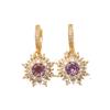 1 Pair Luxury Purple Flowers Dangle Earrings for Women Zirconia Earring Jewelry Wedding Party Accessories