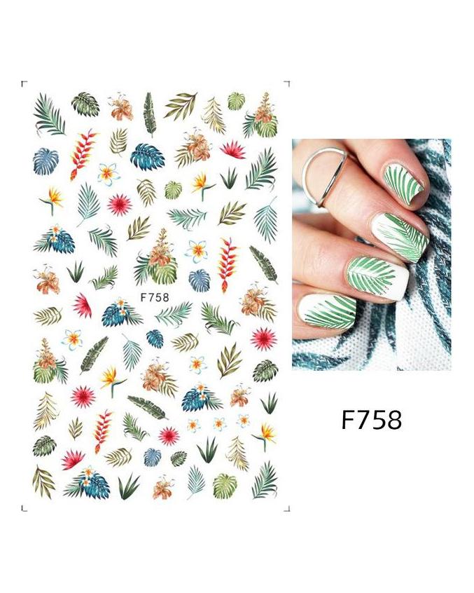 Autocollants 3D pour Nail Art, lignes ondulées abstraites colorées, décalcomanies à fleurs et feuilles florales, décoration d'ongles