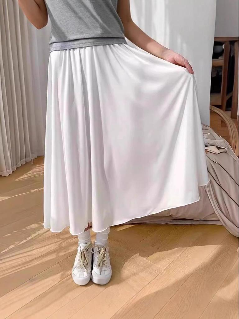 European and American Hanfu Petticoat: Women's Anti-Exposure Long Half Skirt with Qi Waist and Mamian Design Lining