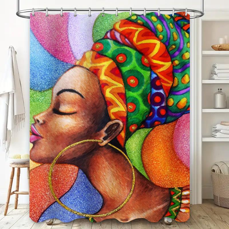 Artistic Bath Shower Curtain, Colorful Boho Print for Bathroom Decor TUS012358-76x96 (Blue Pink Red Green Orange Yellow Purple)