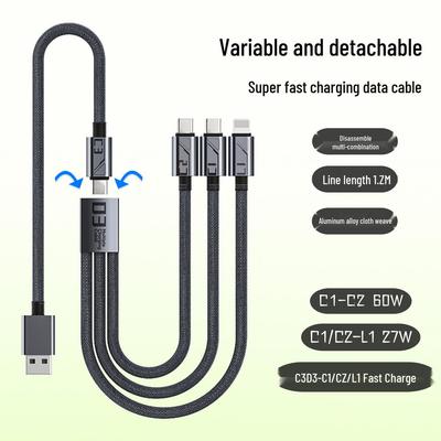 5-in-1 Multifunktionales 60W Schnelllade-Abnehmbares Datenkabel
