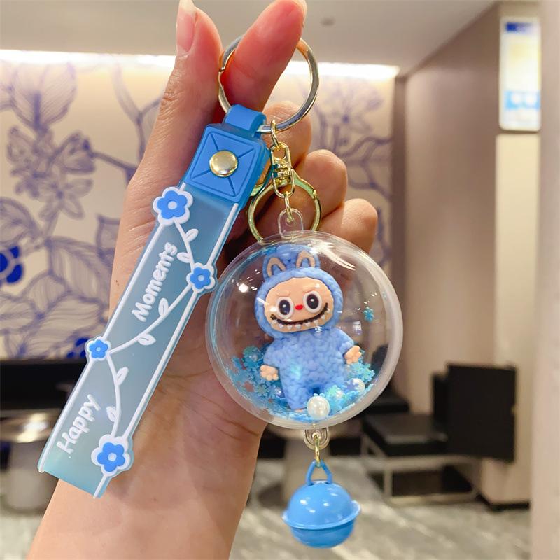 Cartoon Rocking Music Rabub Keychain Pendant Cute Labubu Bubble Beads Schoolbag Car Pendant