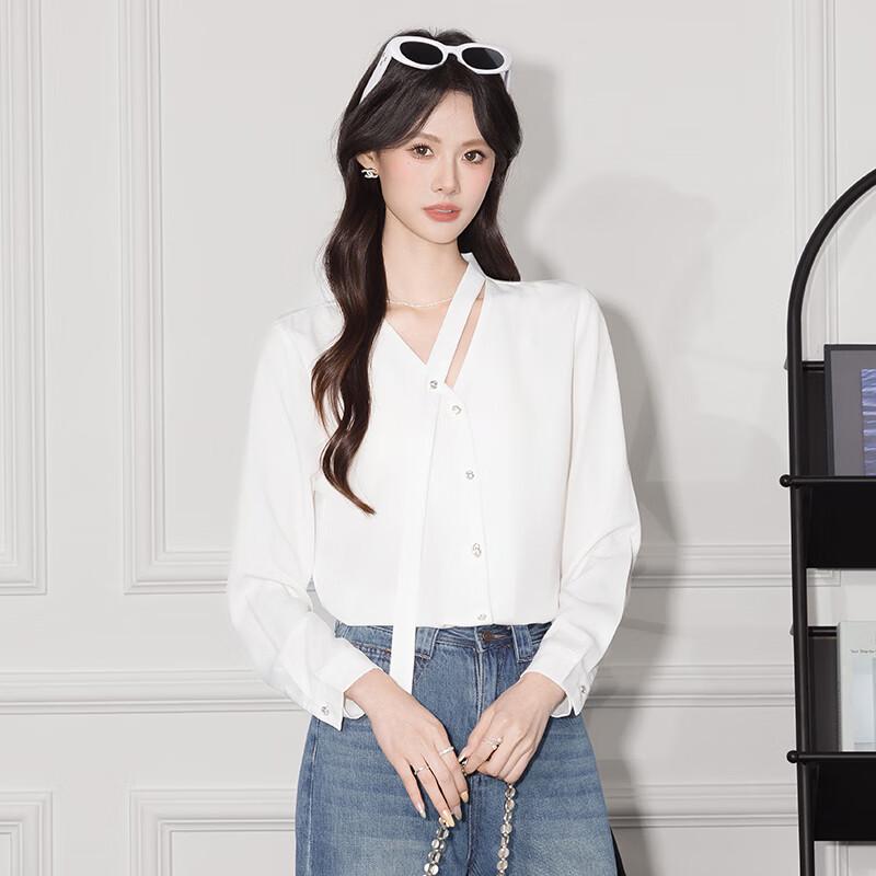 Women s Elegant V-Neck Long Sleeve Blouse XL