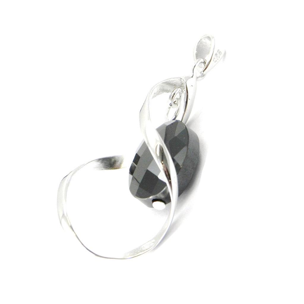 Les Trésors De Lily [F6290] - Silver Pendant 'Linda' Black Silver (rhodium Plated) - 35x15 Mm
