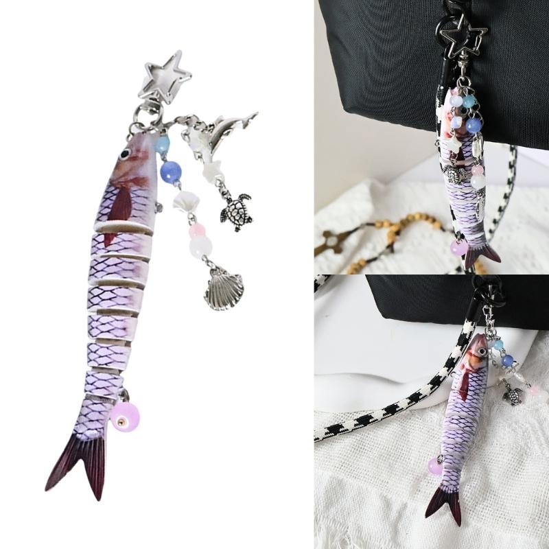 Fish Bag Pendant Bag Charm Fishing Keyring Plastic Texture Key Accessory Suitable for Fashion Women Girls Present