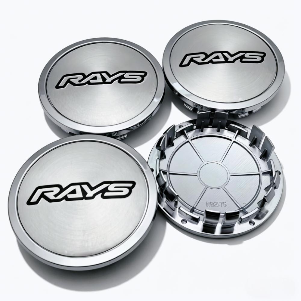 4 piezas/Set 75 mm / Clips 65 mm Emblema Insignia Logo Rays Tapacubos Centrales de Rueda de Coche Tapa de Cubo de Rueda Tapa de Cubo de Llanta Reemplazo Accesorios para Coche
