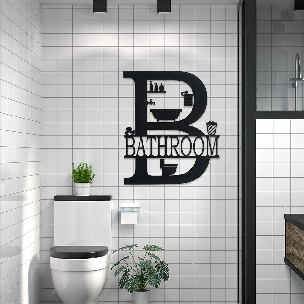 DDPNKL 1PC Metal Bathroom Wall Decor, Farmhouse Metal Bathroom Wall Art,Funny Bathroom Sign for Modern Home Hanging Decorations.