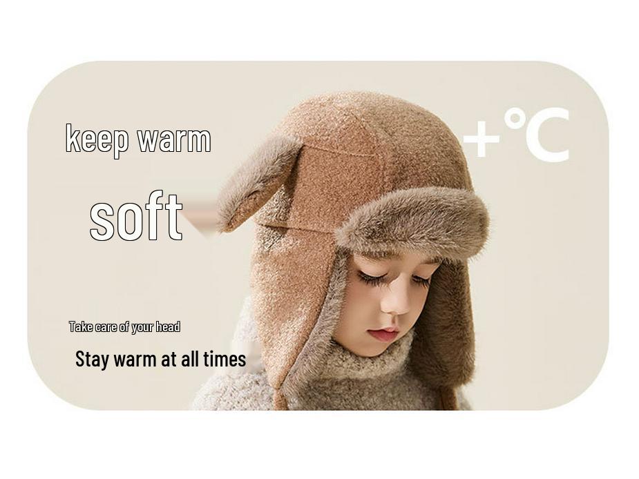 Kids' 2025 Autumn/Winter Lei Feng Hat: Thickened Pom-Pom Ear Protection, Plush Warmth for Boys & Girls.