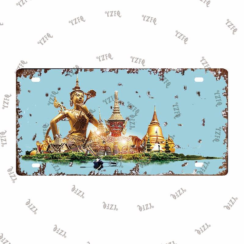Thailand City Metal Sign Tin Poster 30X15CM Vintage Plate Tourist Souvenirs Wall Bar Home Decor Gift Customizable DC-0314A
