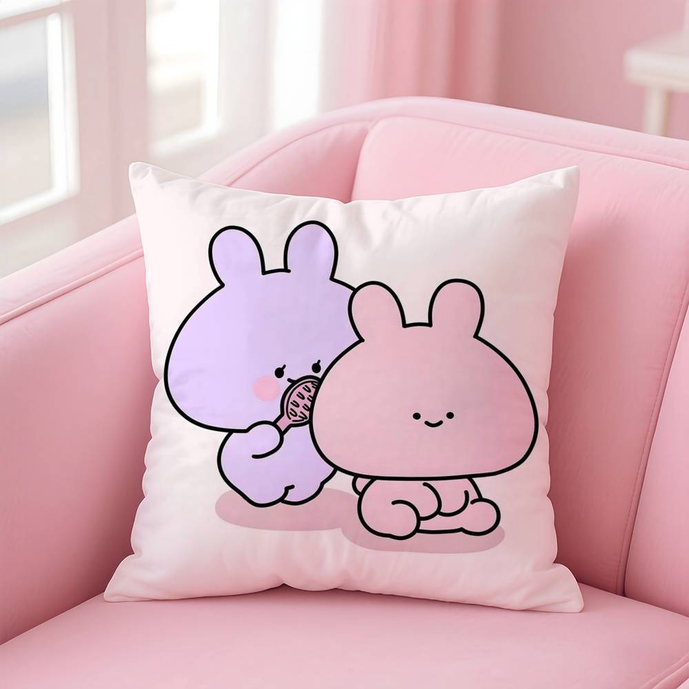 A-Asamimichan Cute Bunny Pillow Case Comfort Sofa Bed Silky Elegant Invisible Zipper Custom Decorative Cushion Cover