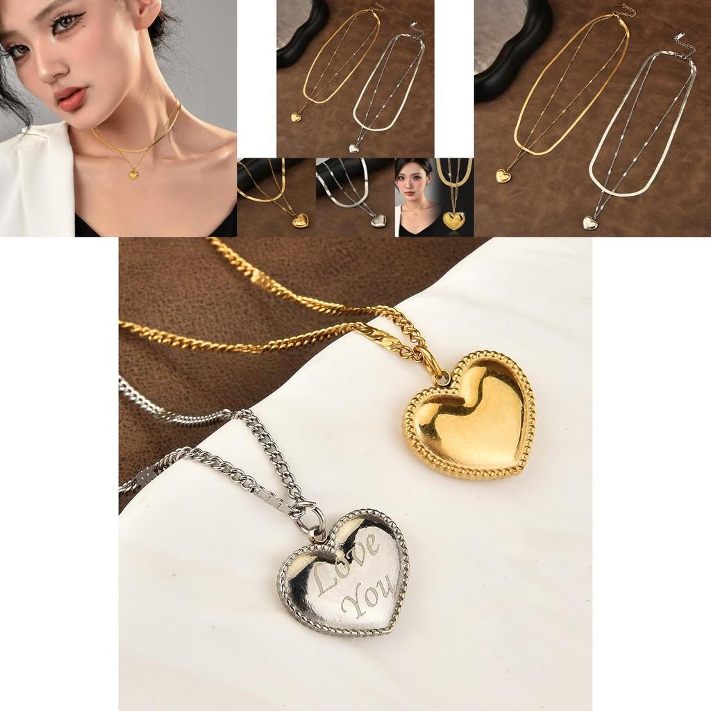 Stylish Ins Trend Heart Shaped Titanium Steel Necklace For Women Perfect For Layering